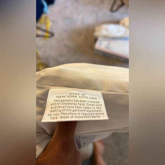 Amsale White Long Train V Neck Dress - Picture 4 of 10